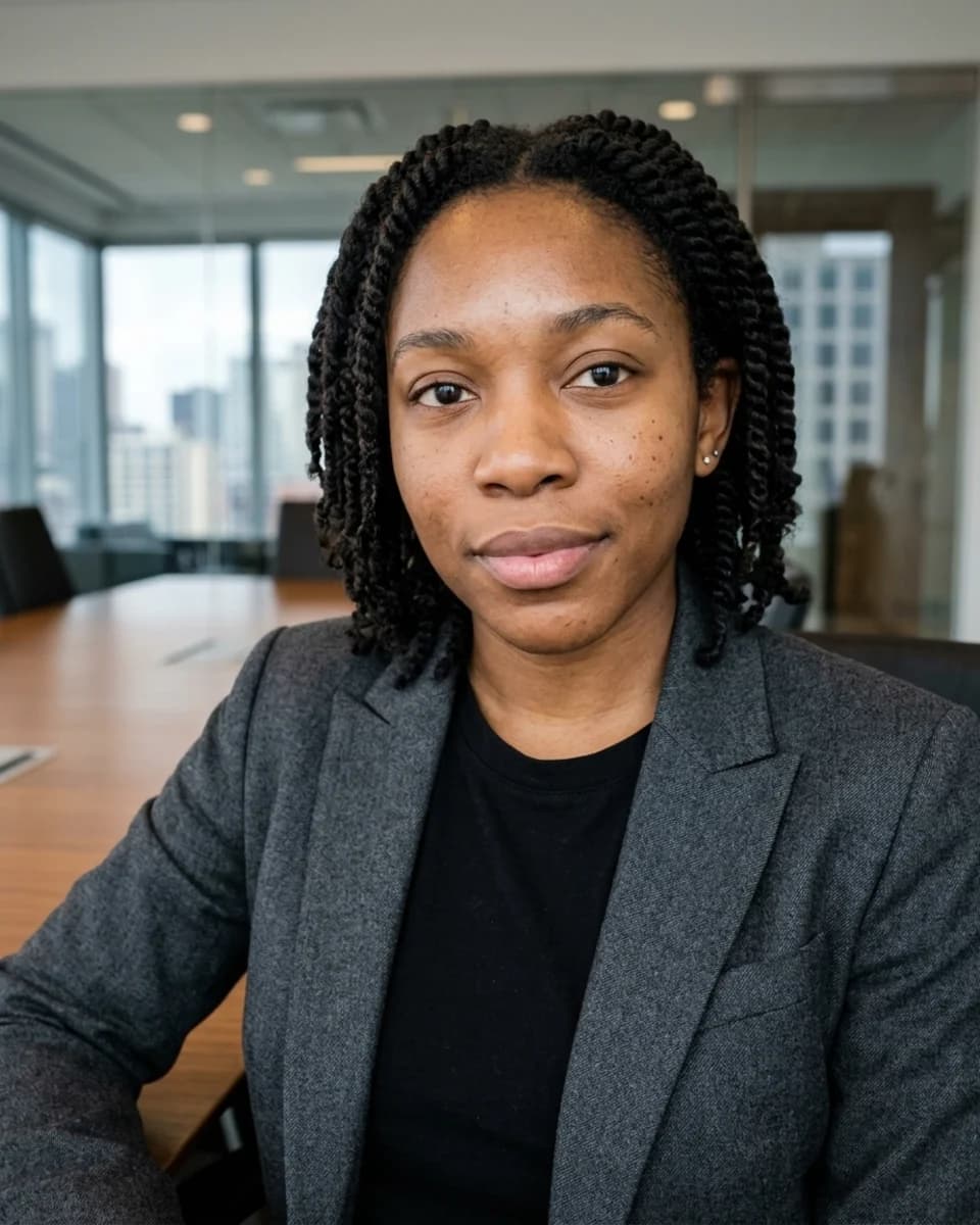 Maya Thompson Boardroom Founder Portrait example generated with Pixshop