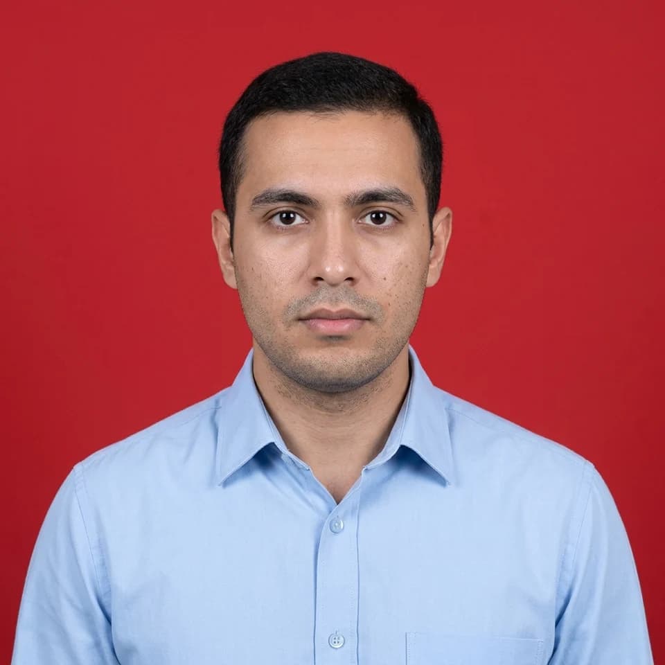 ID Picture — Red Background, Collared shirt Pixshop preview