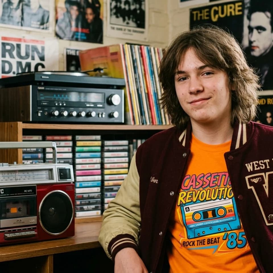 Cassette Wall Portrait Pixshop preview